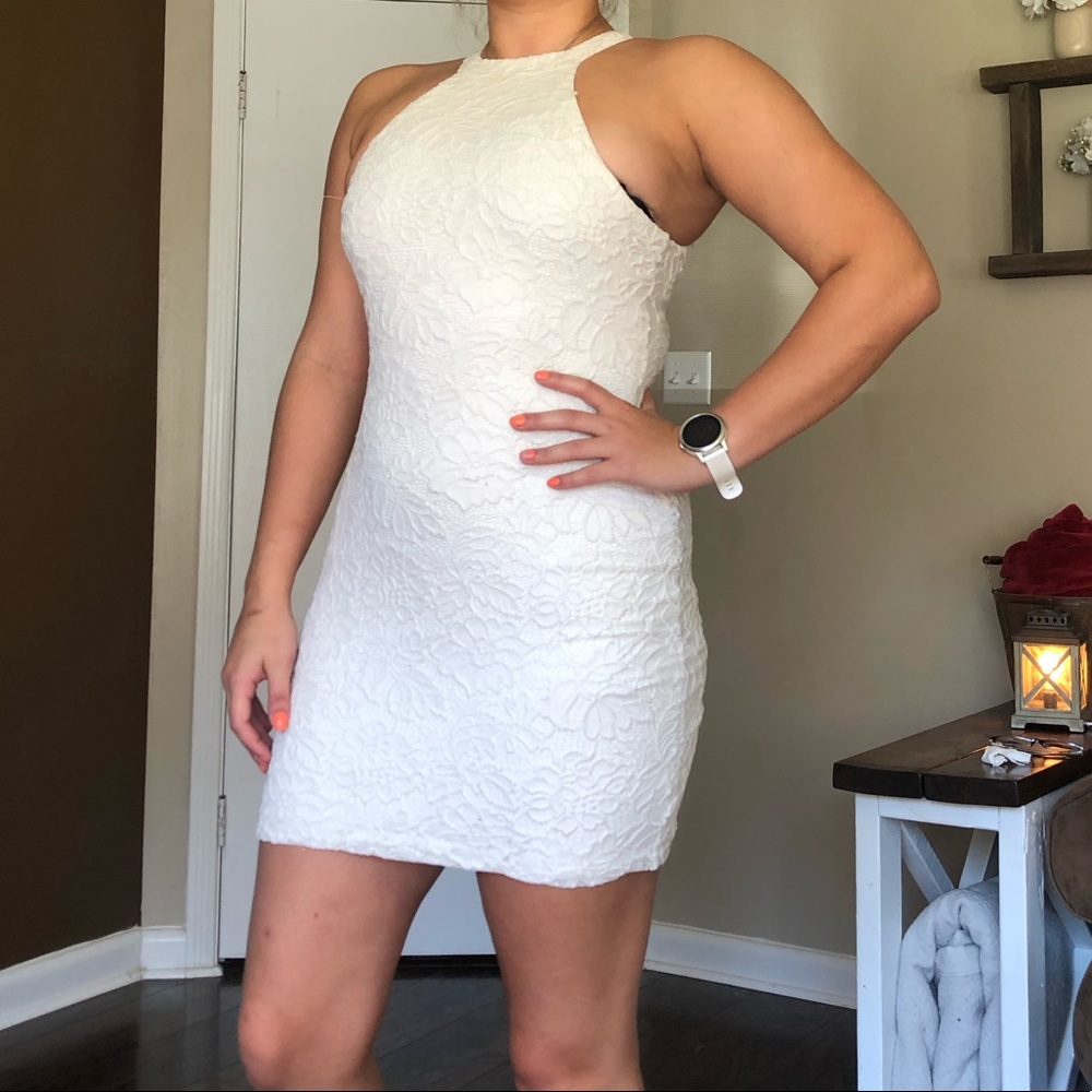 White lace halter dress